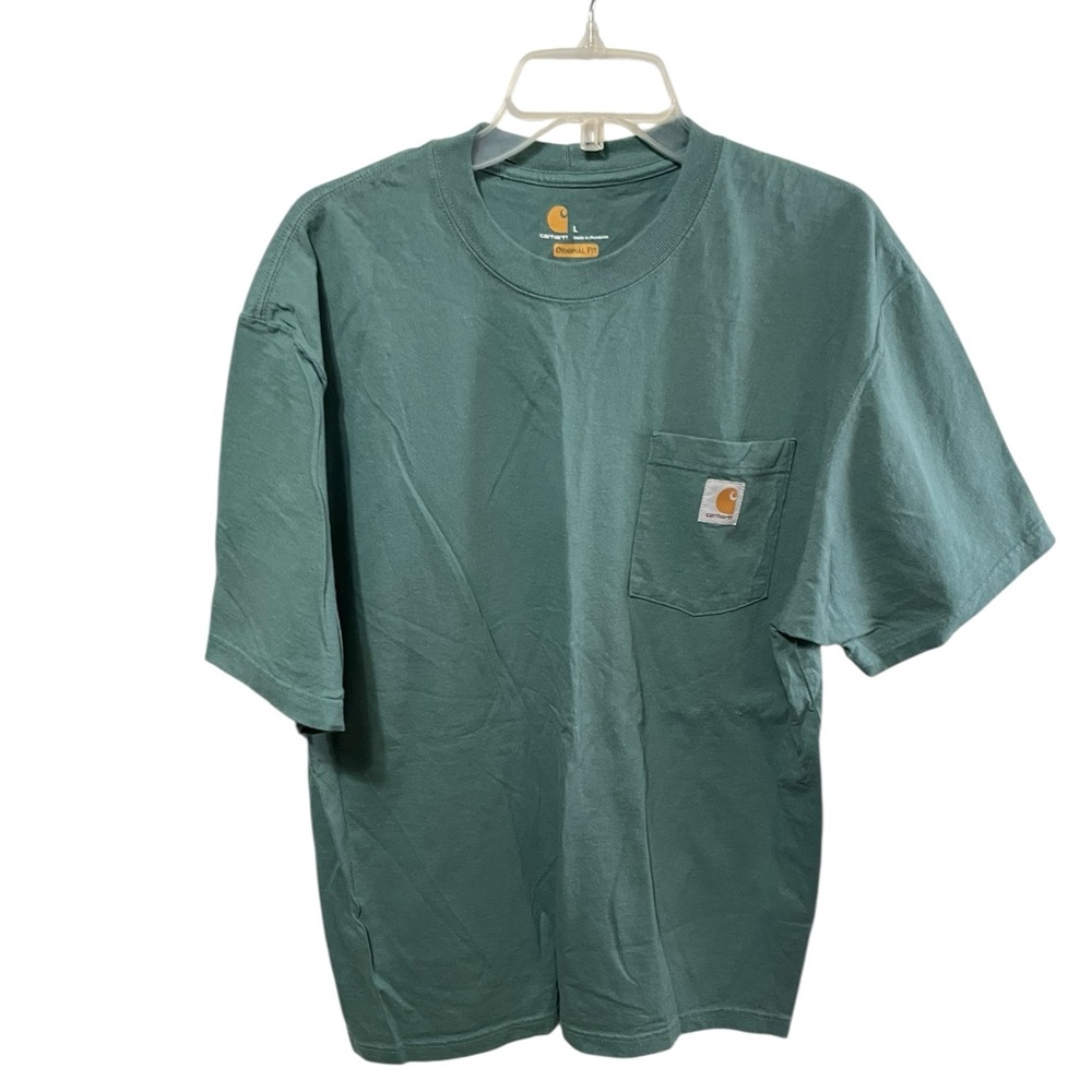 Carhartt Men's green Short Sleeve Pocket Tee original fit size L logo pocket